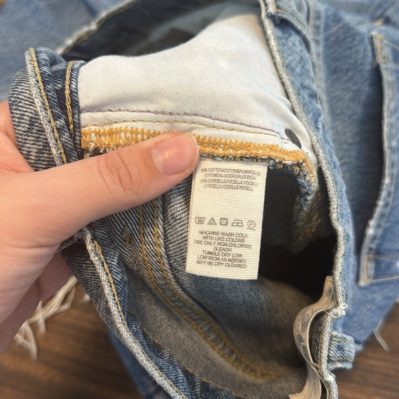 Free People Jeans 26 Denim Lita Straight Leg Fray Distressed Ripped OB933053 - Picture 7 of 7